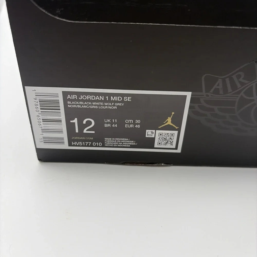 Jordan Air Jordan 1 SE Mid Black Metallic Reimagined HV5177-010 Mens Size 12
